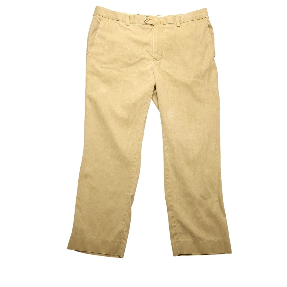 Tommy Bahama Pants Mens 34x27 Beige Silk Cotton Herringbone Chino Casual Resort